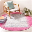 Safavieh Montauk 4' Round Hand Woven Cotton Rug in Ivory and Pink