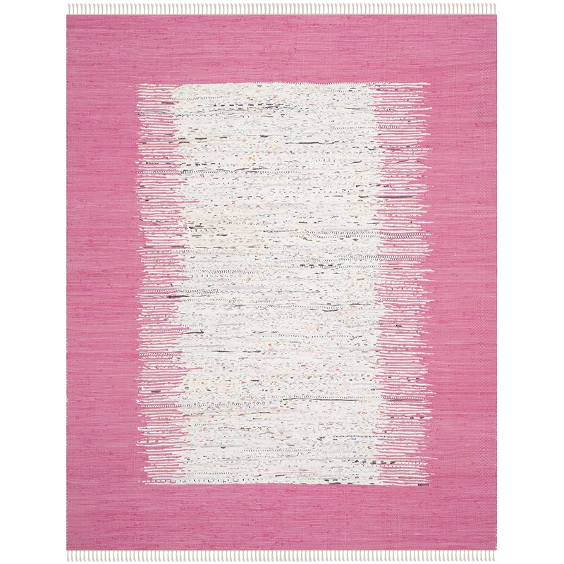 Safavieh Montauk 9' X 12' Hand Woven Cotton Pile Rug in Ivory and Pink