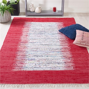 Safavieh Montauk 6' X 9' Hand Woven Cotton Pile Rug in Ivory and Red