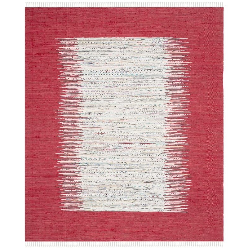 Safavieh Montauk 9' X 12' Hand Woven Cotton Pile Rug in Ivory and Red