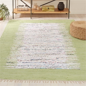 Safavieh Montauk 6' X 9' Hand Woven Cotton Rug in Ivory and Sea Green
