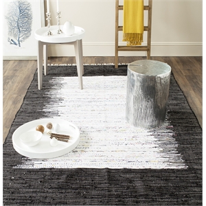 Safavieh Montauk 6' X 9' Hand Woven Cotton Pile Rug in Ivory and Black