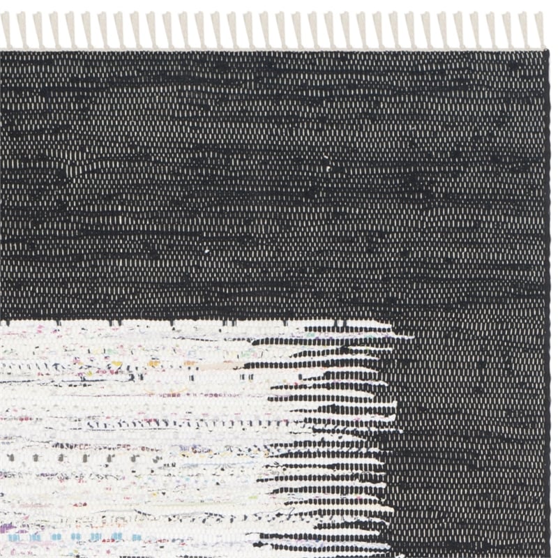 Safavieh Montauk 9' X 12' Hand Woven Cotton Rug in Ivory and Black