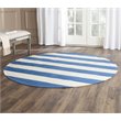 Safavieh Montauk 4' Round Hand Woven Cotton Rug in Blue and Ivory