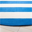Safavieh Montauk 4' Round Hand Woven Cotton Rug in Blue and Ivory