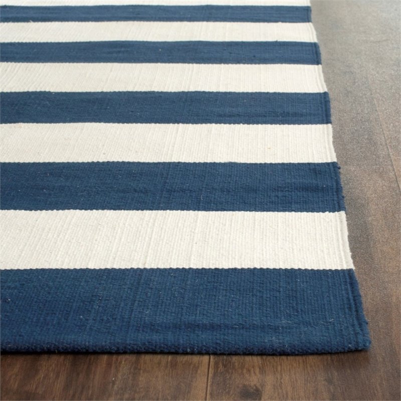 Hand Woven Cotton Rug In Navy And Ivory, Safavieh Montauk Rug
