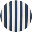 Safavieh Montauk 6' Round Hand Woven Cotton Rug in Navy and Ivory