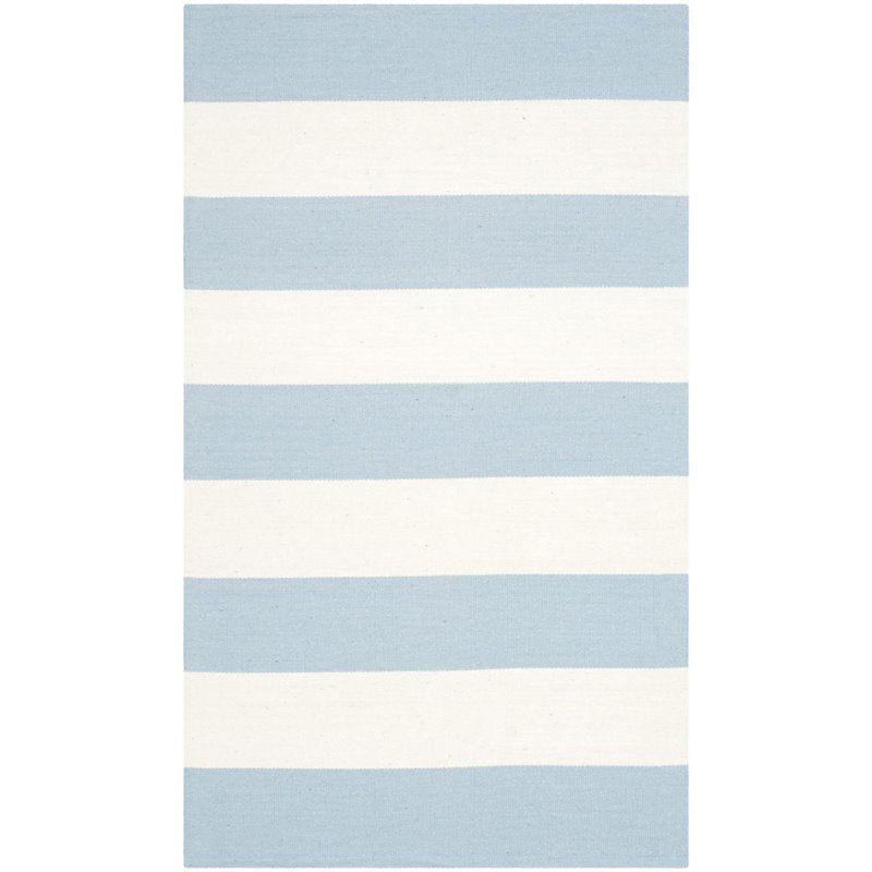 Safavieh Montauk 3' X 5' Hand Woven Cotton Rug in Sky Blue and Ivory