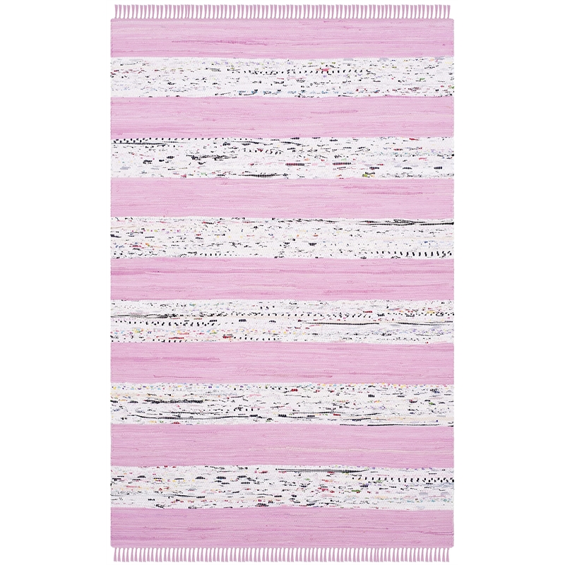 Safavieh Montauk 4' X 6' Hand Woven Cotton Rug in Ivory and Light Pink