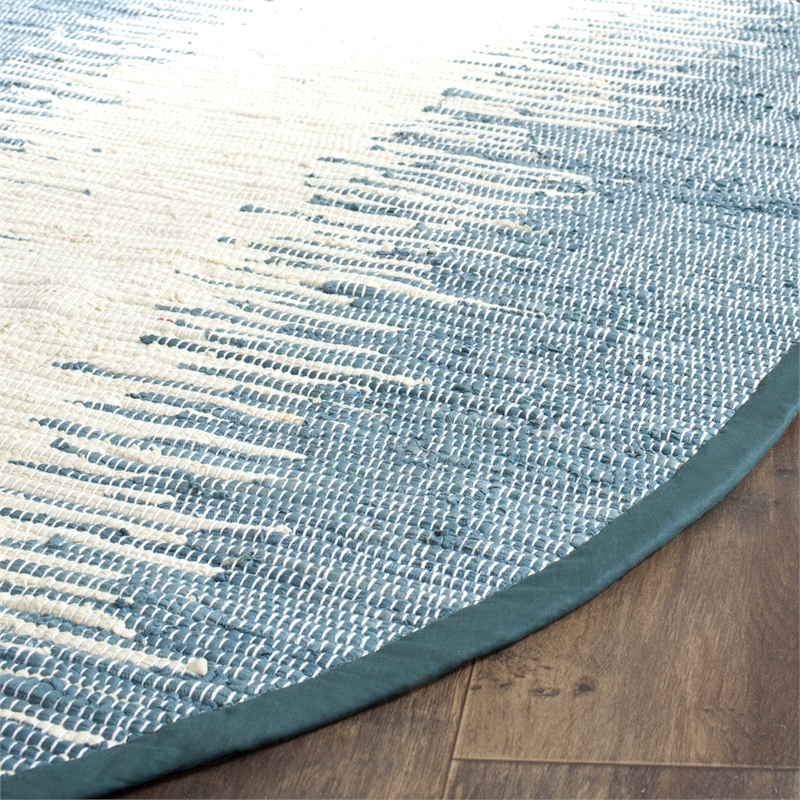 Safavieh Montauk 4' Round Hand Woven Cotton Pile Rug in Blue