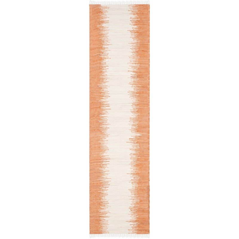 Safavieh Montauk 6' Round Hand Woven Cotton Pile Rug in Orange