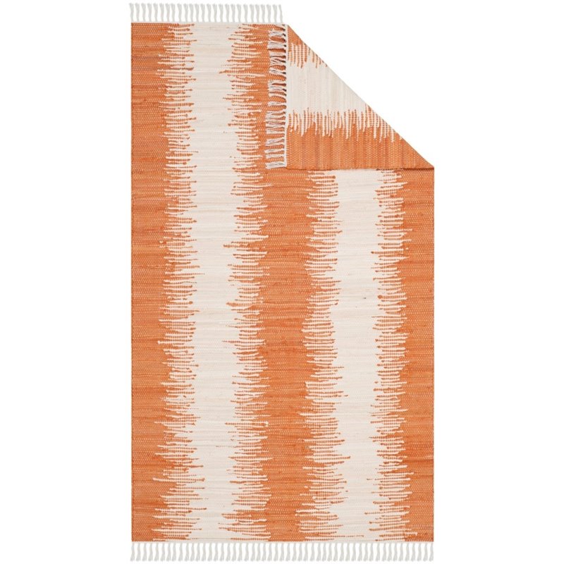 Safavieh Montauk 6' Round Hand Woven Cotton Pile Rug in Orange