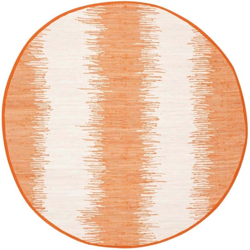 Safavieh Montauk 6' Round Hand Woven Cotton Pile Rug in Orange