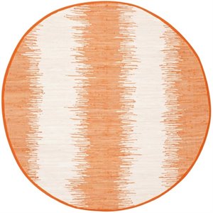 Safavieh Montauk 6' Round Hand Woven Cotton Pile Rug in Orange