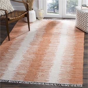 Safavieh Montauk 6' Square Hand Woven Cotton Pile Rug in Orange