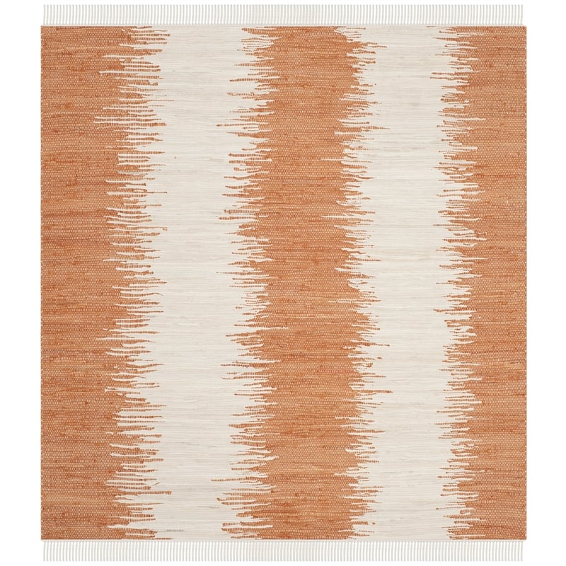 Safavieh Montauk 6' Square Hand Woven Cotton Pile Rug in Orange