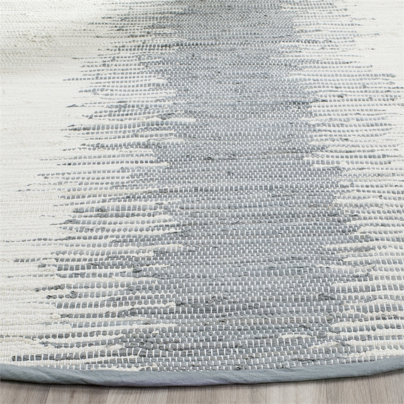 Safavieh Montauk 4' Round Hand Woven Cotton Pile Rug in Gray