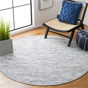 Safavieh Montauk 4' Round Hand Woven Cotton Pile Rug in Silver
