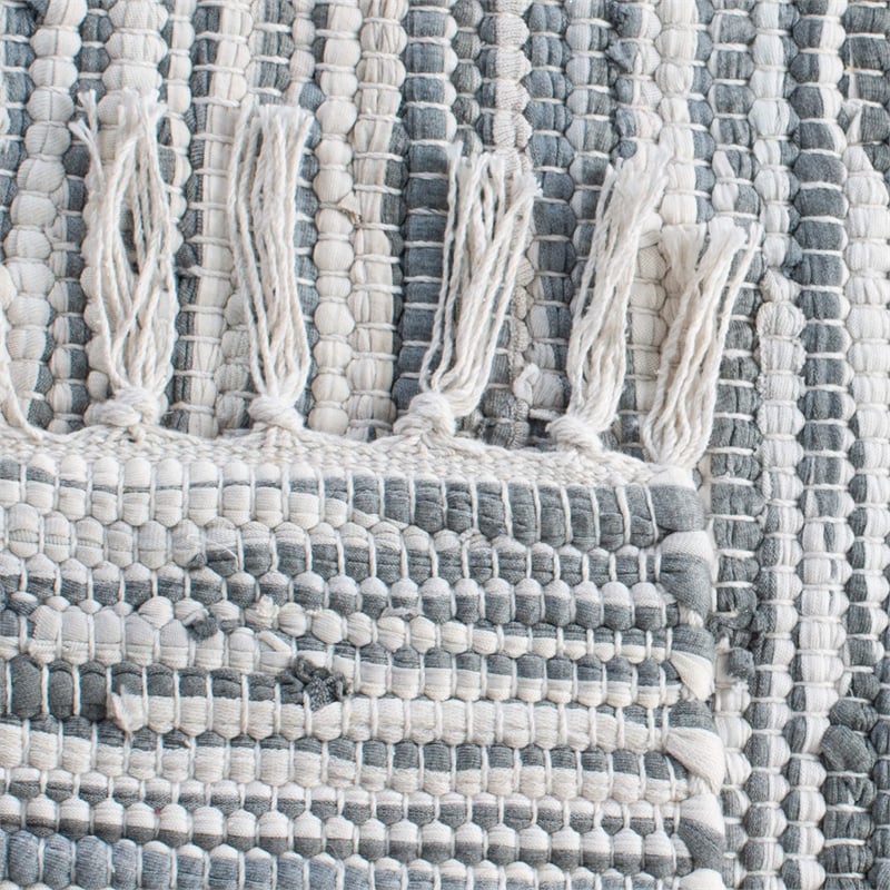 Safavieh Montauk 4' Square Hand Woven Cotton Pile Rug in Silver