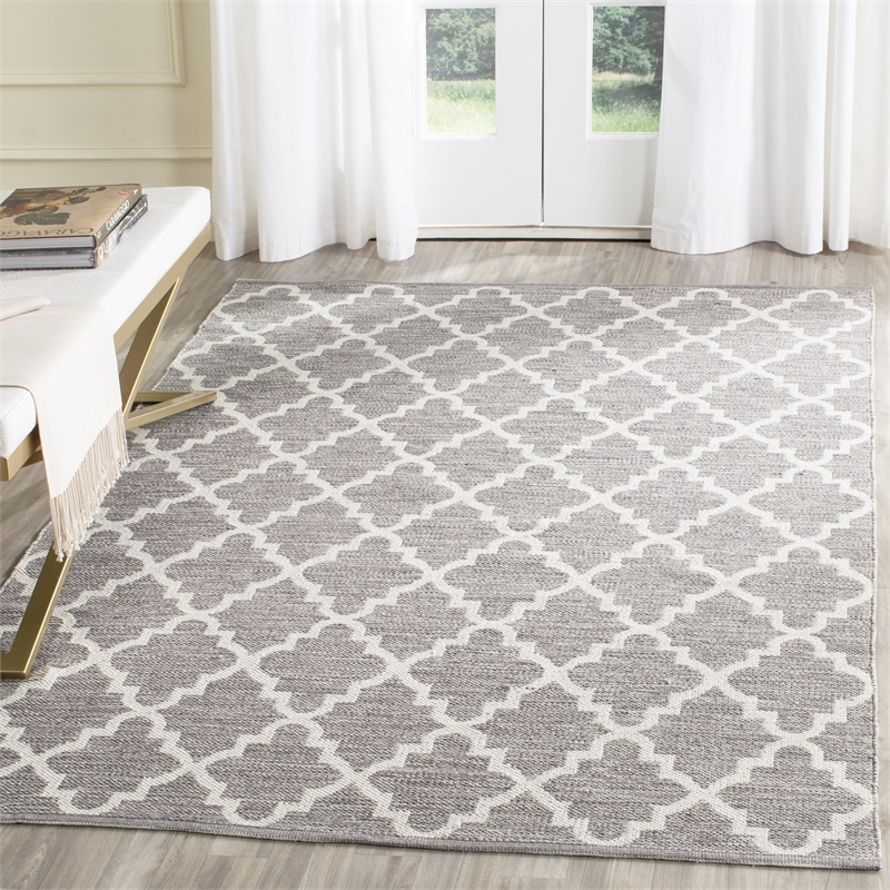 Safavieh Montauk 5' X 7' Hand Woven Cotton Pile Rug in Gray and Ivory