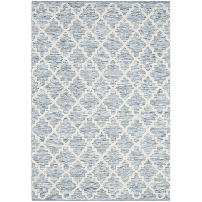 Safavieh Montauk 5' X 8' Hand Woven Cotton Rug in Light Blue and Ivory