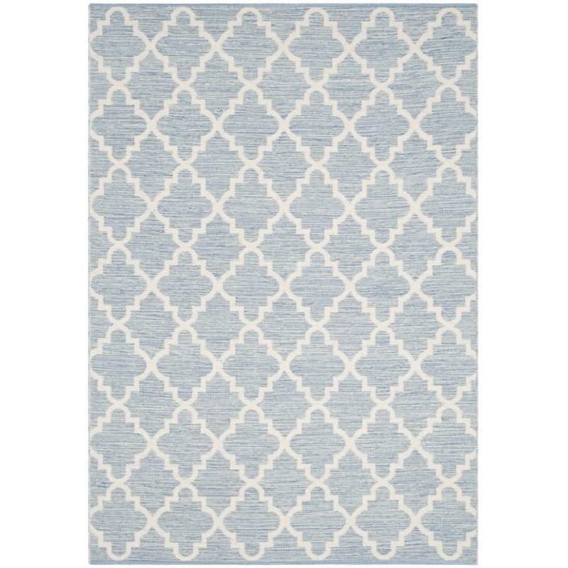 Safavieh Montauk 5' X 8' Hand Woven Cotton Rug in Light Blue and Ivory