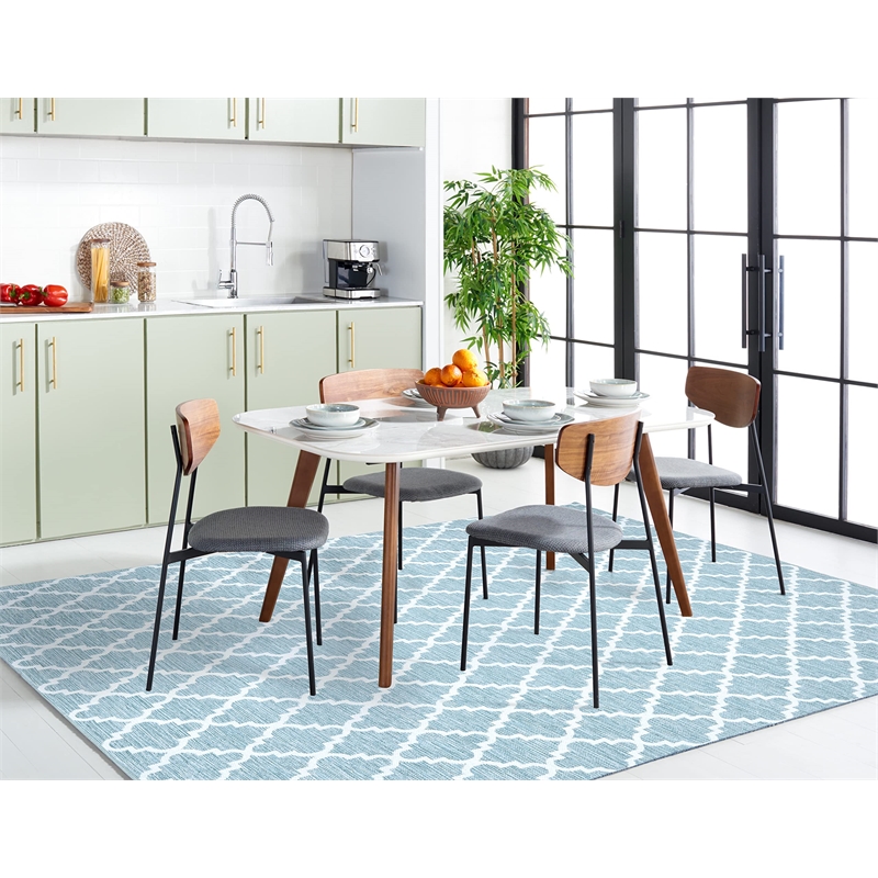 Safavieh Montauk 5' X 7' Hand Woven Cotton Rug in Light Blue and Ivory
