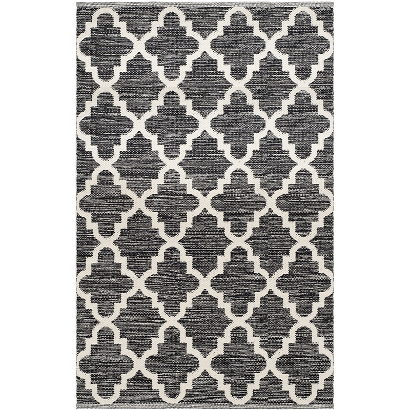 Safavieh Montauk 3' X 5' Hand Woven Cotton Pile Rug in Black and Ivory