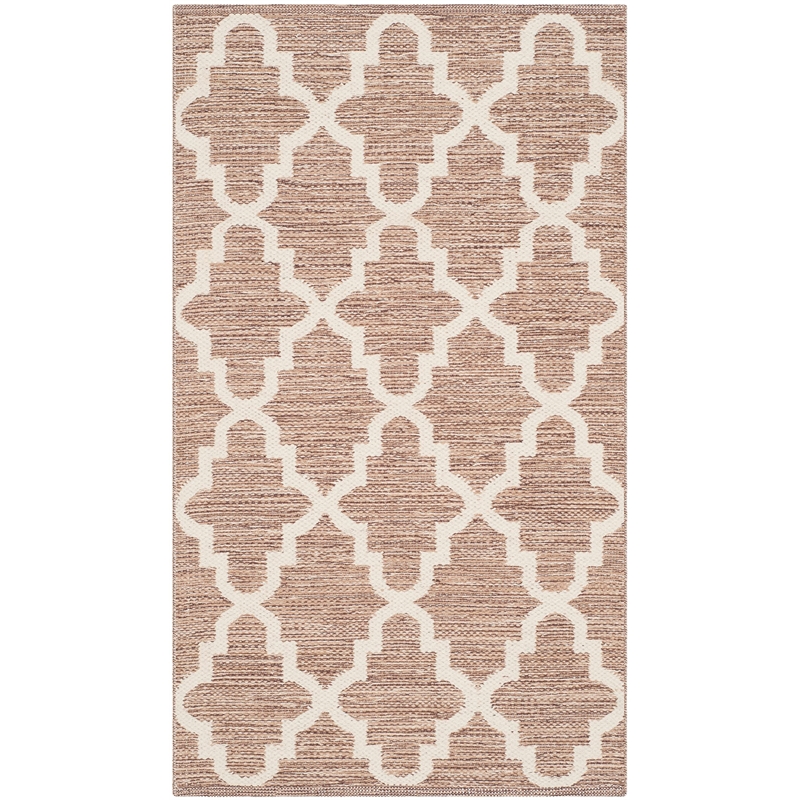 Safavieh Montauk 3' X 5' Hand Woven Cotton Pile Rug in Beige and Ivory