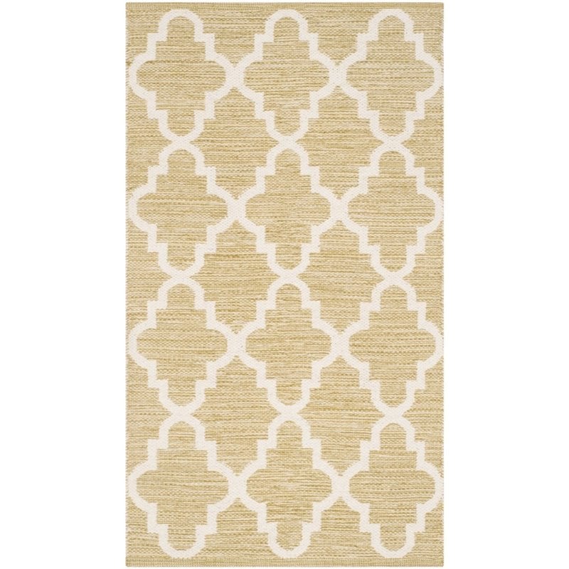 Safavieh Montauk 5' X 8' Hand Woven Cotton Pile Rug in Green and Ivory