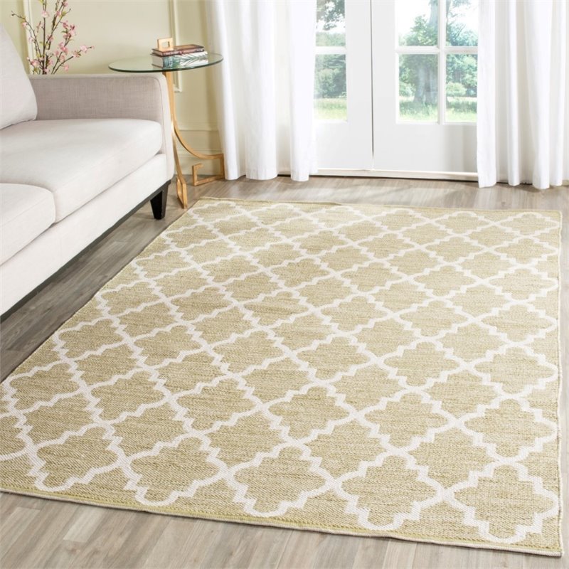 Safavieh Montauk 8' X 10' Hand Woven Cotton Rug in Green and Ivory