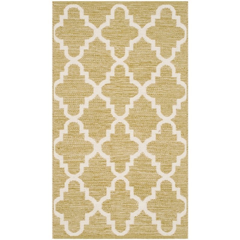 Safavieh Montauk 8' X 10' Hand Woven Cotton Rug in Green and Ivory