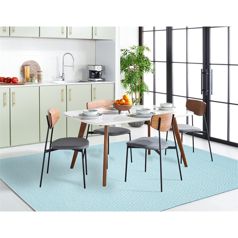 Safavieh Montauk 5' X 8' Hand Woven Cotton Rug in Turquoise and Ivory