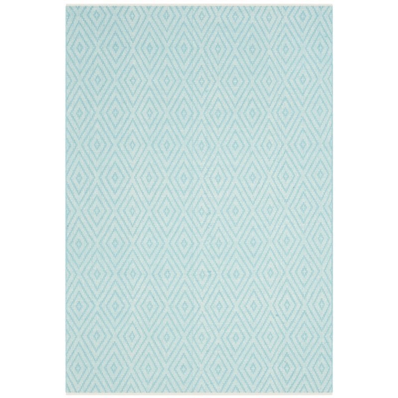 Safavieh Montauk 5' X 7' Hand Woven Cotton Rug in Turquoise and Ivory