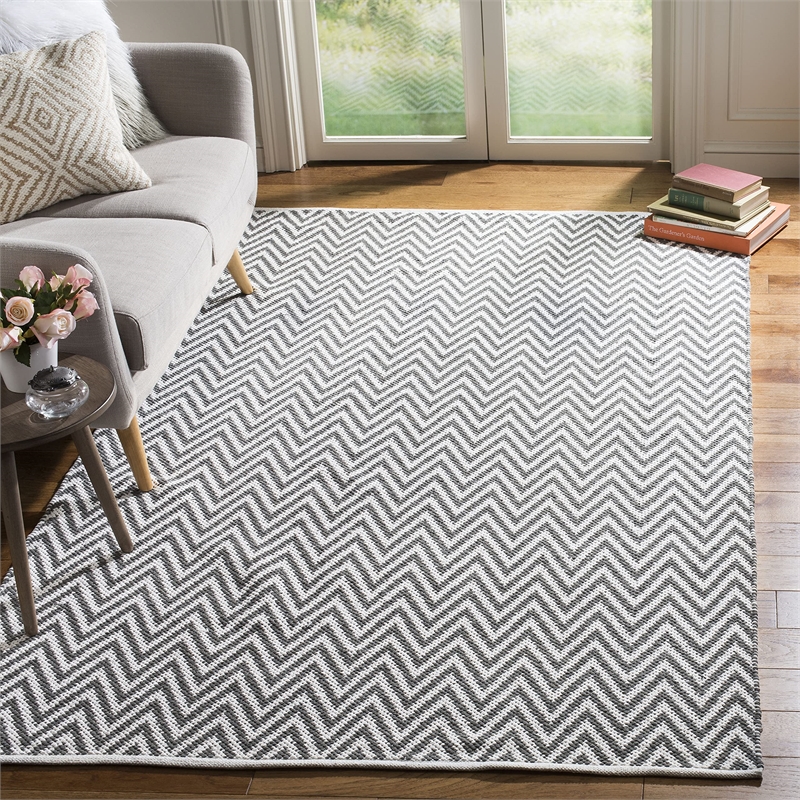 Safavieh Montauk 3' X 5' Hand Woven Cotton Pile Rug in Gray and Ivory
