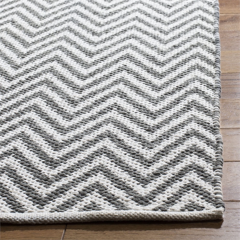 Safavieh Montauk 3' X 5' Hand Woven Cotton Pile Rug in Gray and Ivory