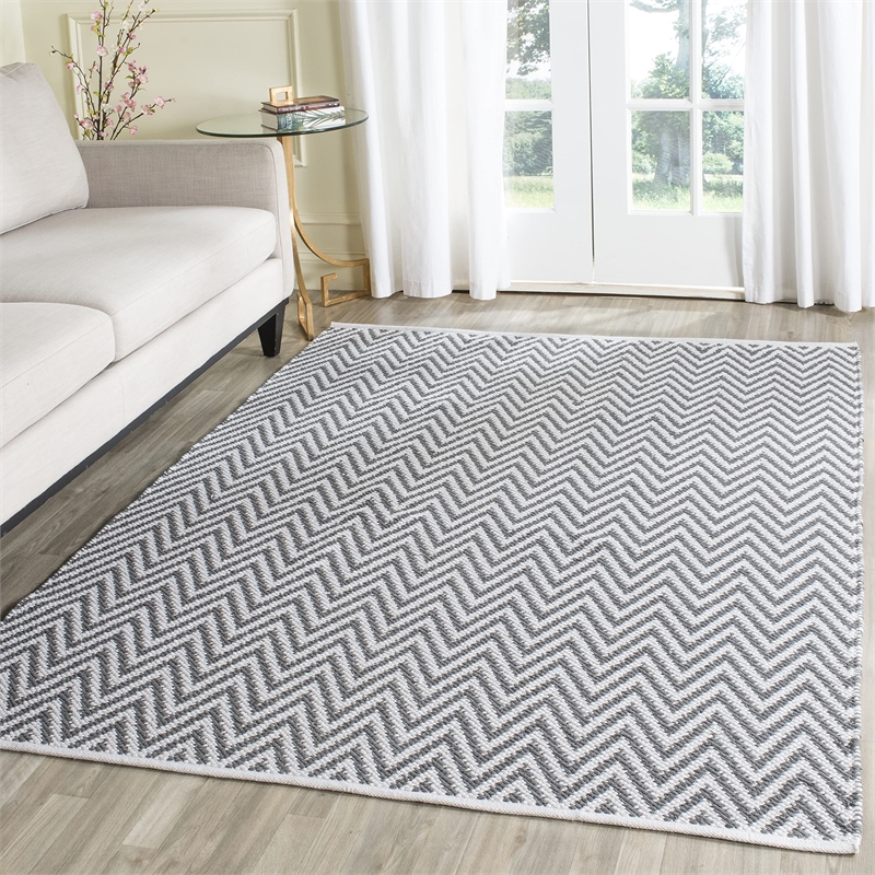 Safavieh Montauk 5' X 7' Hand Woven Cotton Pile Rug in Gray and Ivory
