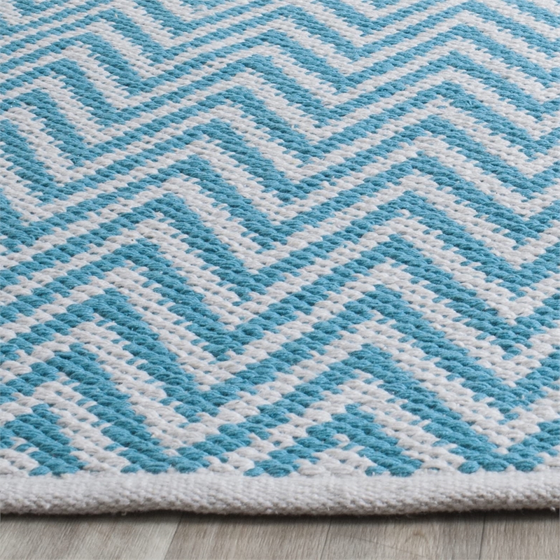 Safavieh Montauk 3' X 5' Hand Woven Cotton Rug in Turquoise and Ivory