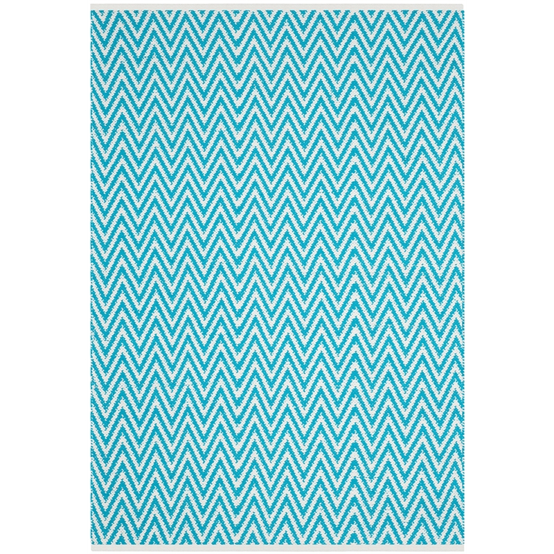 Safavieh Montauk 5' X 8' Hand Woven Cotton Rug in Turquoise and Ivory