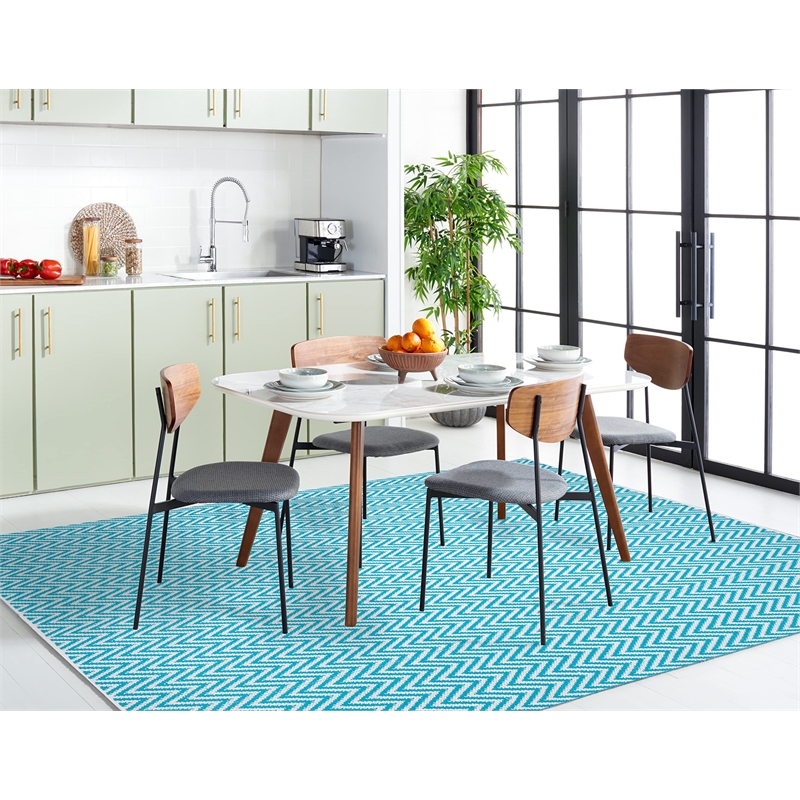 Safavieh Montauk 5' X 7' Hand Woven Cotton Rug in Turquoise and Ivory