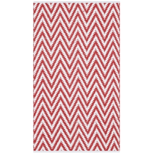 Safavieh Montauk 2'3&quot X 3'9&quot Hand Woven Cotton Rug in Red and Ivory