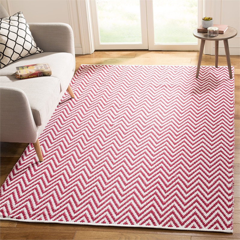 Safavieh Montauk 3' X 5' Hand Woven Cotton Pile Rug in Red and Ivory