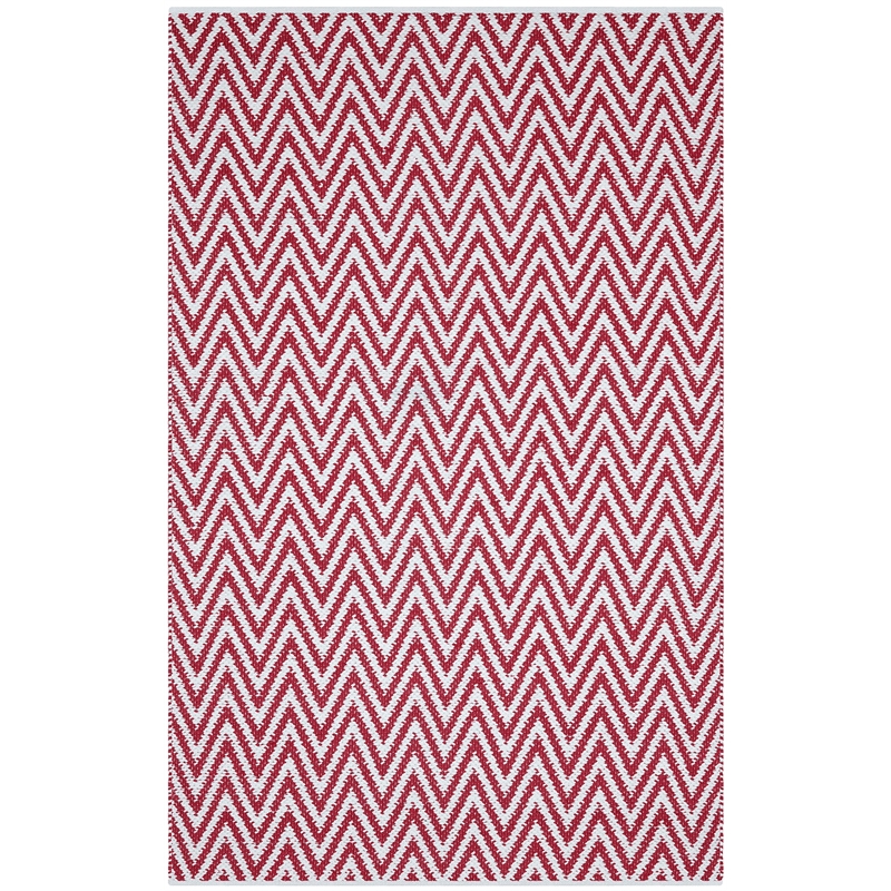 Safavieh Montauk 3' X 5' Hand Woven Cotton Pile Rug in Red and Ivory