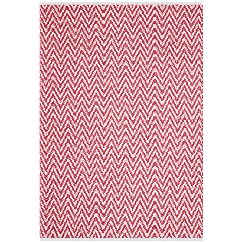 Safavieh Montauk 5' X 8' Hand Woven Cotton Pile Rug in Red and Ivory
