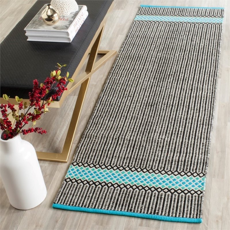 Safavieh Montauk 4' X 6' Hand Woven Cotton Pile Rug in Turquoise