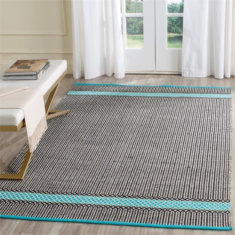 Safavieh Montauk 4' X 6' Hand Woven Cotton Pile Rug in Turquoise