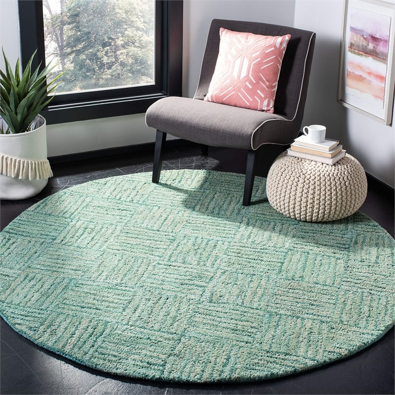 Safavieh Nantucket 8' Round Hand Tufted Cotton Pile Rug in Green