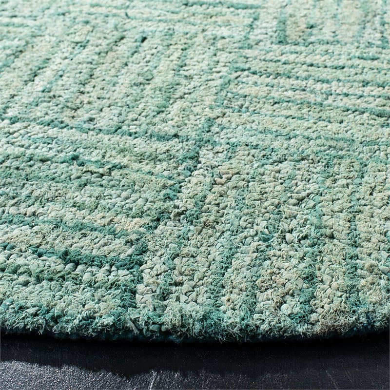 Safavieh Nantucket 8' Round Hand Tufted Cotton Pile Rug in Green
