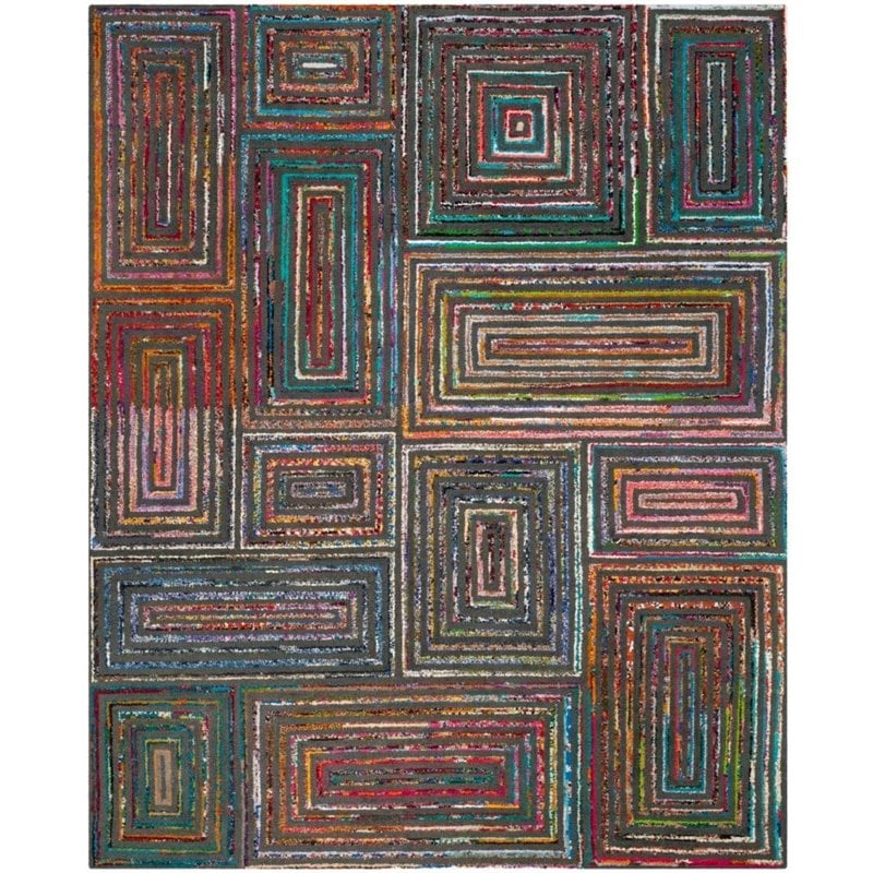 Safavieh Nantucket 8' X 10' Hand Tufted Cotton Wool Rug in Charcoal