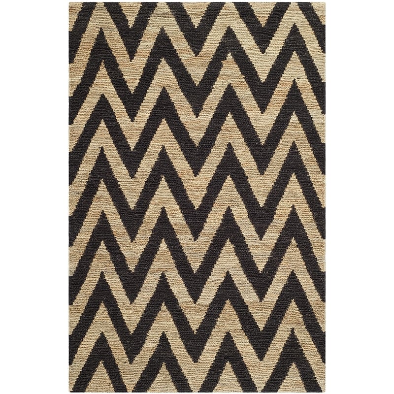 Safavieh Organica 3' X 5' Hand Knotted Jute Rug in Black and Natural